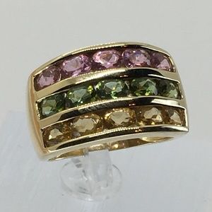 Sz 6 14K Yellow Gold with Cirtine, Peridot and Pin